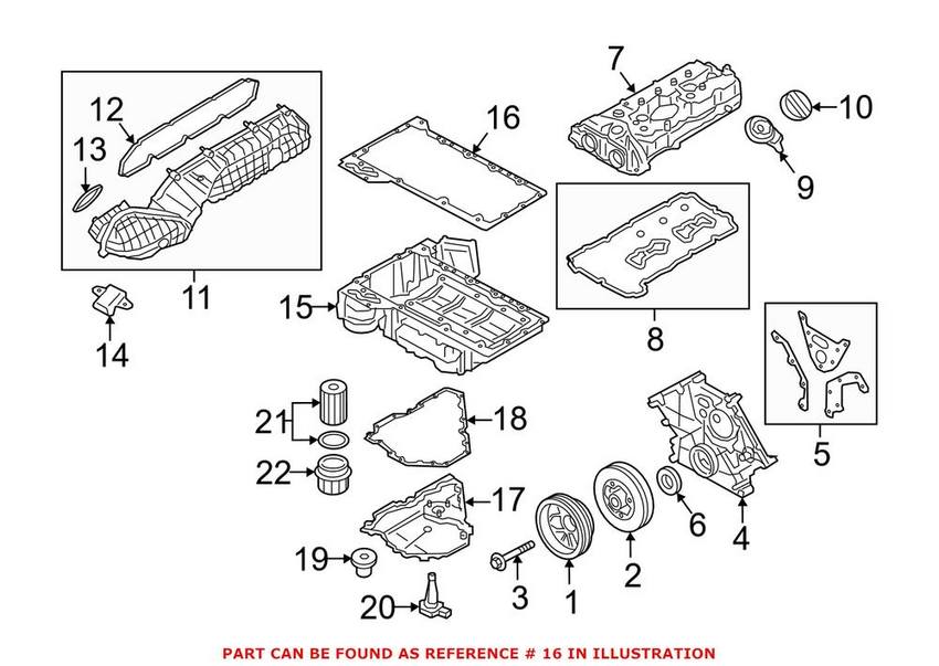 BMW Engine Oil Pan Gasket Genuine BMW Genuine BMW 11138601057